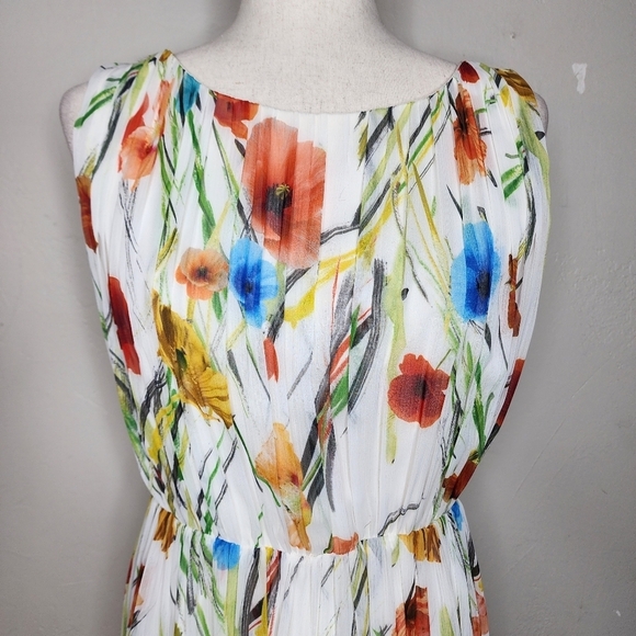 Alice + Olivia Mel Open Back Gathered High-Low Floral Dress Size 10 - Picture 11 of 14